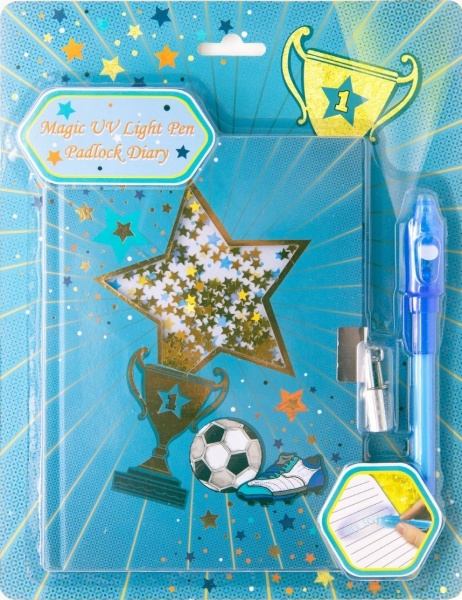 Блокнот на замочке с ультрафиолетовой ручкой Звездный футбол BW361953-P Malevaro
