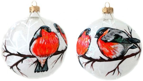 Куля скляна Пташки d100 К-320-100 білий