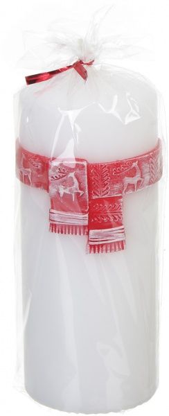Свеча Цилиндр декоративная Шарф белый 70x150 Pako-If