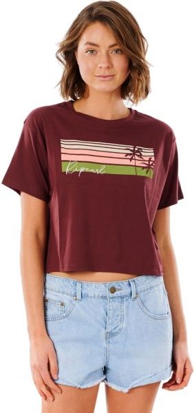 Футболка Rip Curl Tallows Crop Tee GTEKQ9-4370 р. XS бордовий
