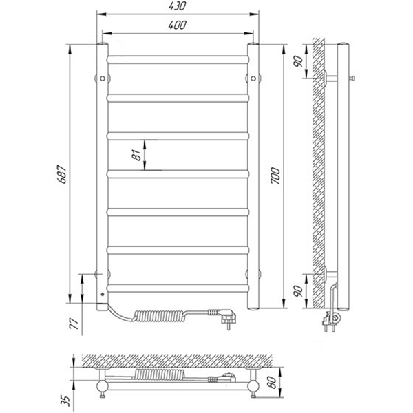 Рушникосушарка Laris Альфа П7 400х700 Е Л 73207457