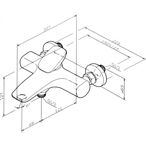 Смеситель для ванны AM.PM Spirit V2.0 F70A10000