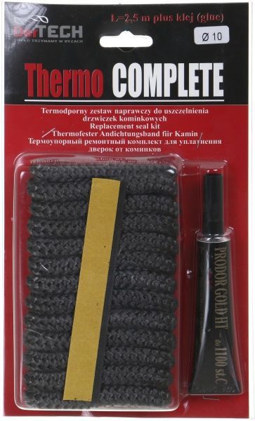 Шнур керамический огнеупорный 10 мм 2,5 м + клей 