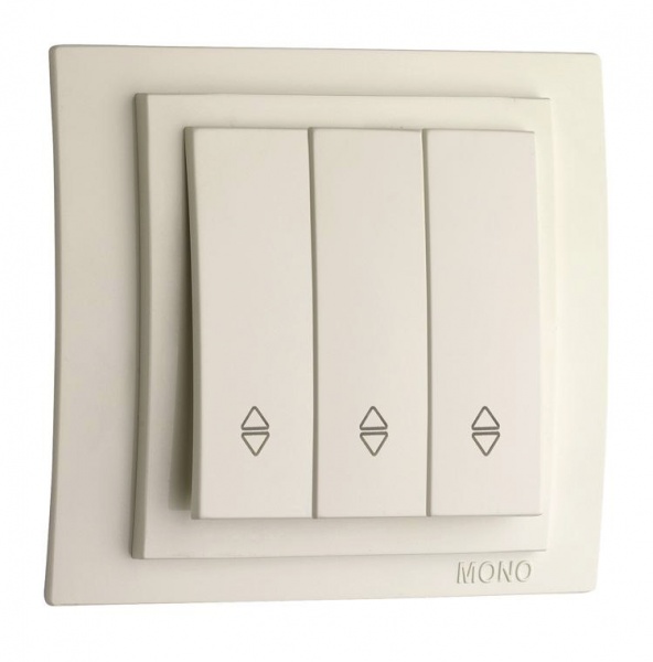 Выключатель проходной трехклавишный Mono Larissa без подсветки кремовый 103-171702-108