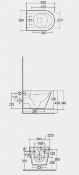 Унитаз подвесной Rak Ceramics FEELING RIMLESS с сид. S/C (белый мат)