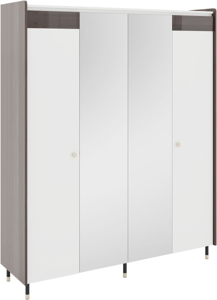 Шкаф с зеркалом 4Д Либерти пепельный 