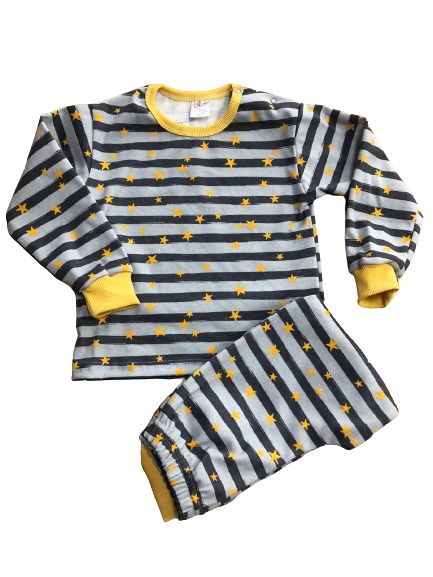 Пижама детская для мальчиков Моя планета серая полоска р.110–116 серо-желтый Пж300-6 