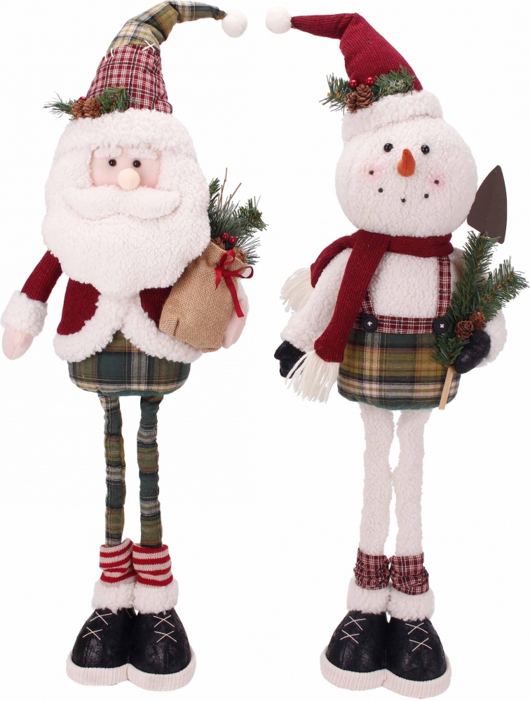 Декорация новогодняя Снеговик и Санта красно-зеленый 20х82 см