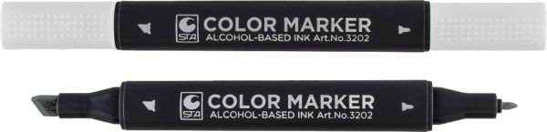 Маркер художественный STA 3202 двусторонний 0.7 / 1-7 мм STA3202-CG1 холодный серый 1 