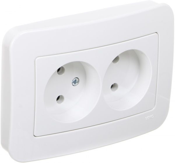 Розетка подвійна без заземлення Viko Rollina без шторок без кришки білий 90420055