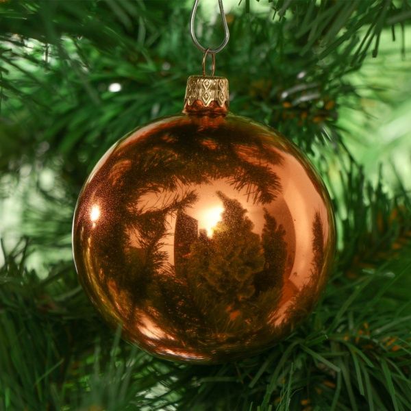 Шар стеклянный d80 однотонный металлик медный