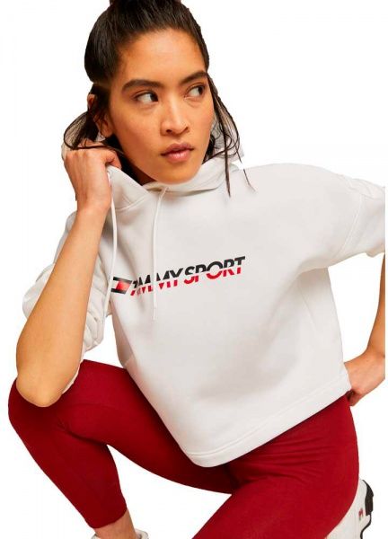 Джемпер Tommy Hilfiger CROPPED FLEECE HOODY S10S100360100 р. M белый