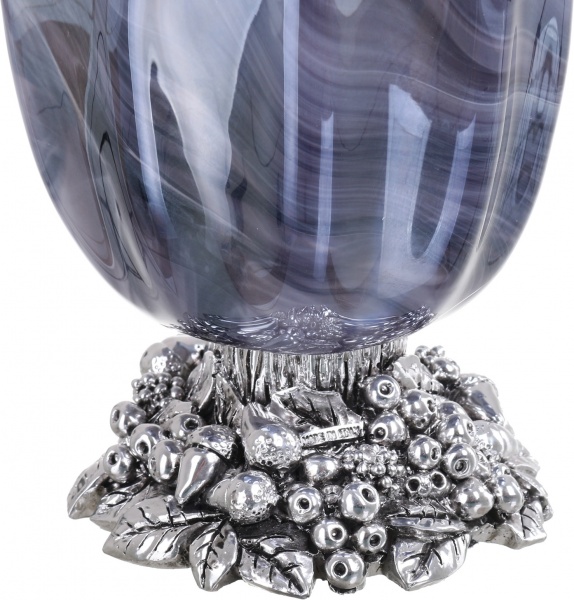 Ваза синяя TULIPANO ALABASTRO BLACK/SILVER 46X38X25 White cristal