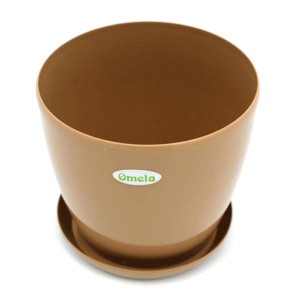 Горщик пластиковий Омела Глянець 2,2 літра круглий какао 