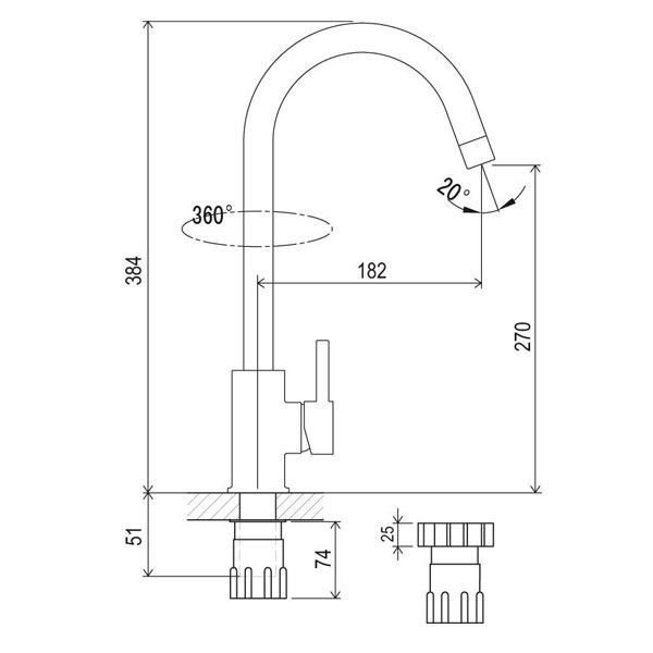 Змішувач для кухні Ravak KM 016.00 X070039