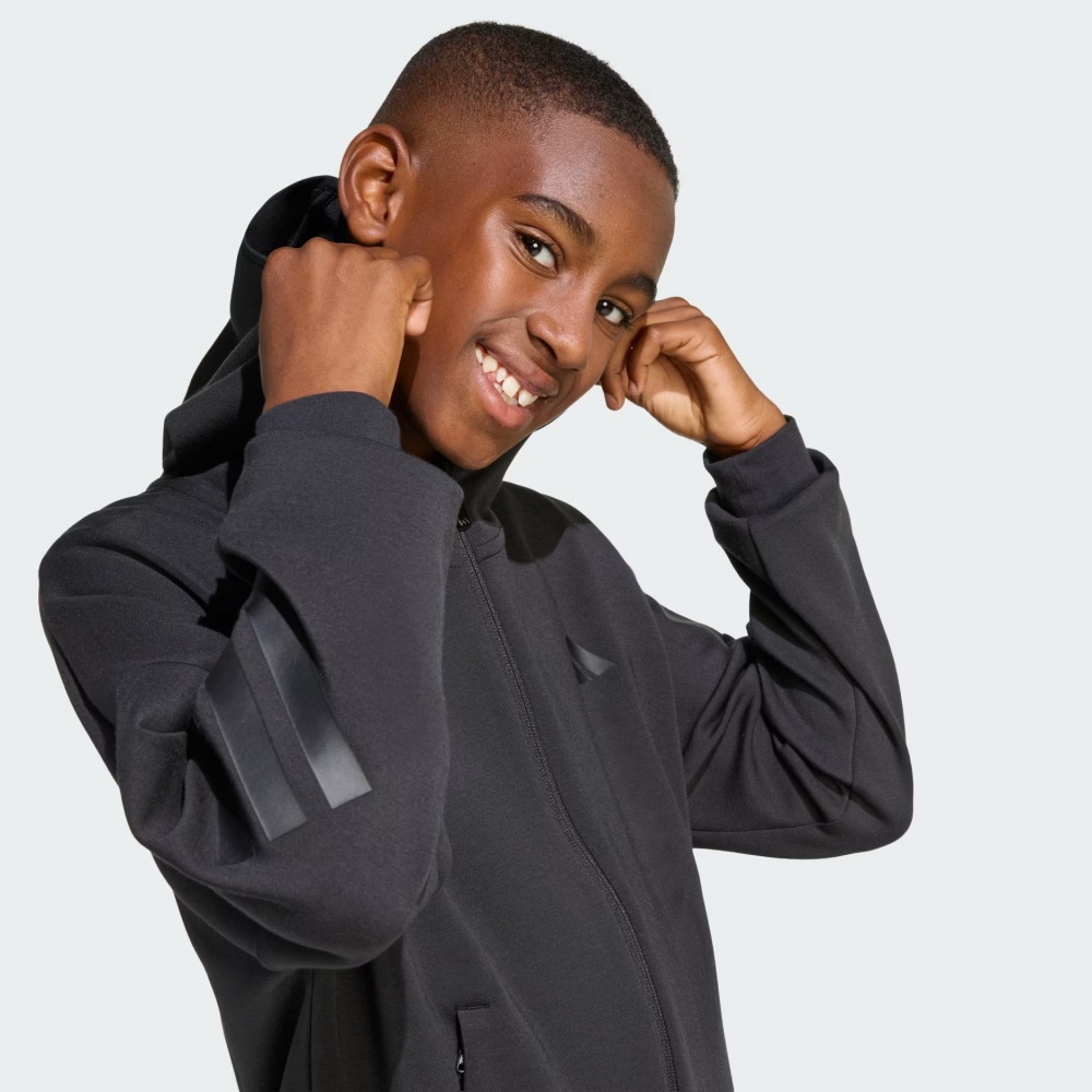 Джемпер Adidas J FI 3S FZ HD BLACK/BLACK KS2577 р.164 черный