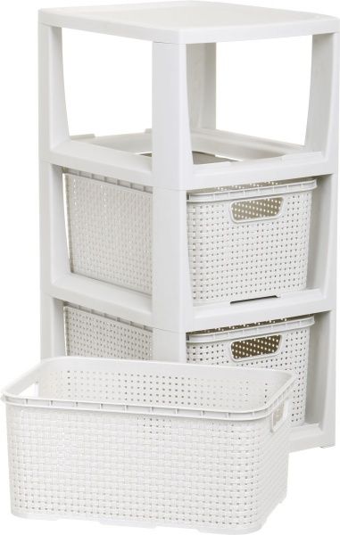 Комод пластиковая BranQ 1725-1 органайзер Rattan білий 510x296x241 мм
