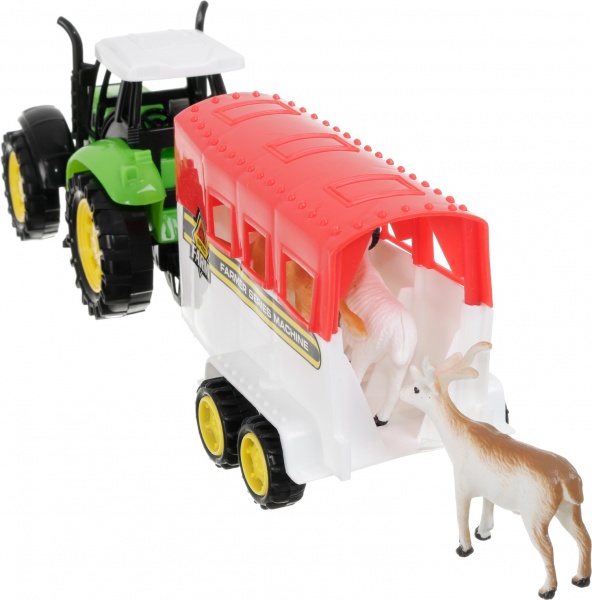 Игровой набор Shantou х9 шт. фермерский трактор с прицепом и фигурками зеленый JY238798