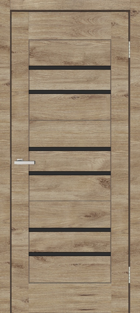 Блок дверной ОМиС BIT 06 ВG R ПО черное стекло 850 мм дуб леон