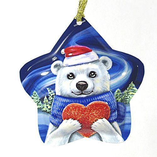 Ялинкова іграшка зірочка Ведмедик 9 см 