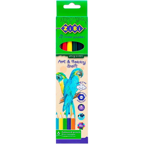 Карандаши цветные Soft ZB.2409 6 шт. ZiBi