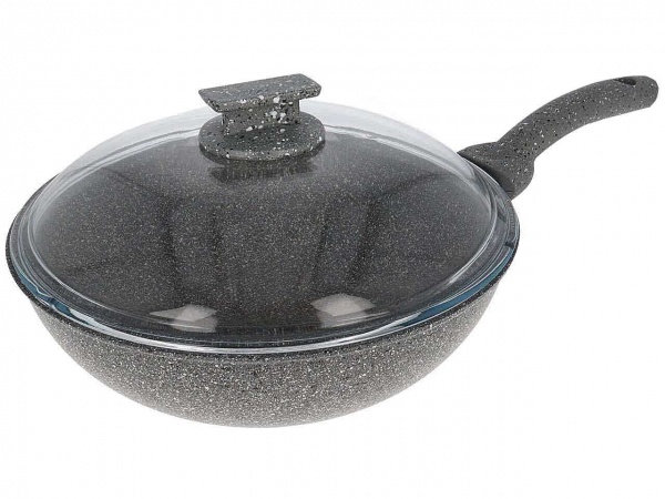 Сковорода с крышкой глубокая 28 см Cuore Di Pietra (CPSLTCV28I) Accademia Mugnano