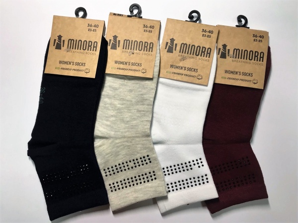 Шкарпетки жіночі MINORA бежевий/білий/бордовий/бузковий/персиковий/синій/чорний 