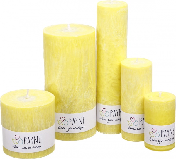 Свічка Циліндр пальмова жовта 6х15 см ТМ FAYNE