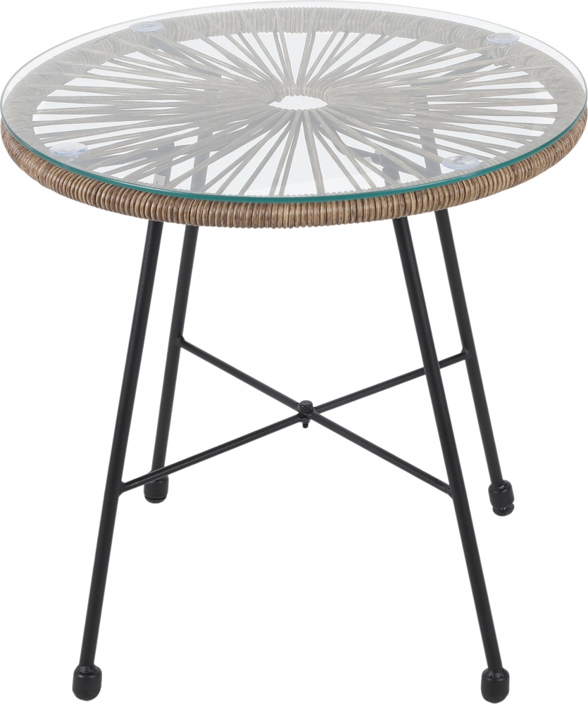 Столик Indigo зі штучного ротангу D=45 см бежевий