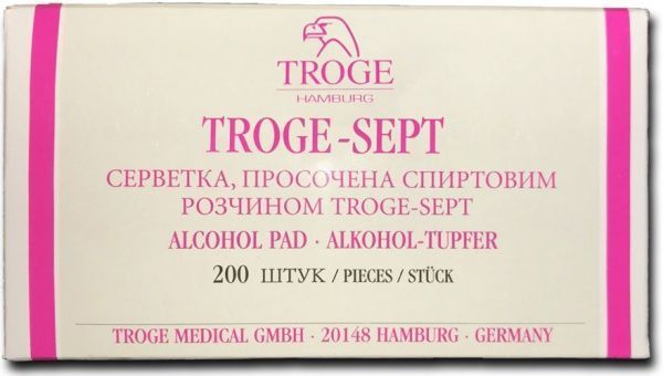 Влажные салфетки Troge пропитанные cпиртом Troge-Sept № 200