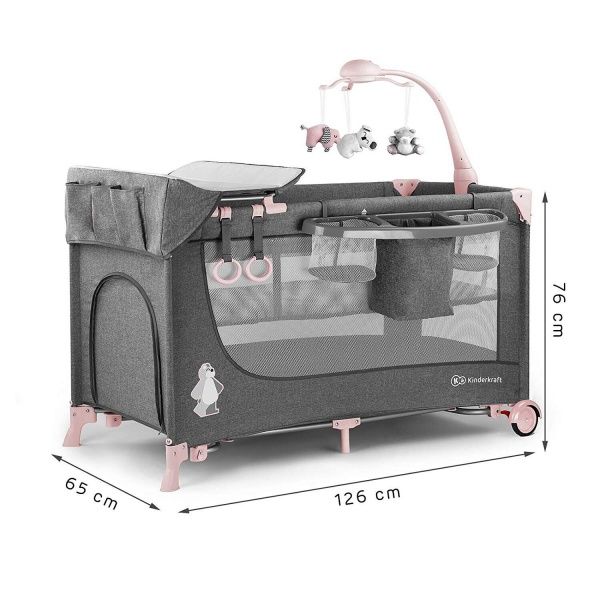 Манеж-ліжко Kinderkraft Joy з аксесуарами рожевий KKLJOYPNK000AC