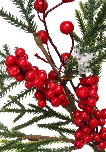 Декорація новорічна Гілка хвойна з ягодами 38 см EPI-A3965HRW 