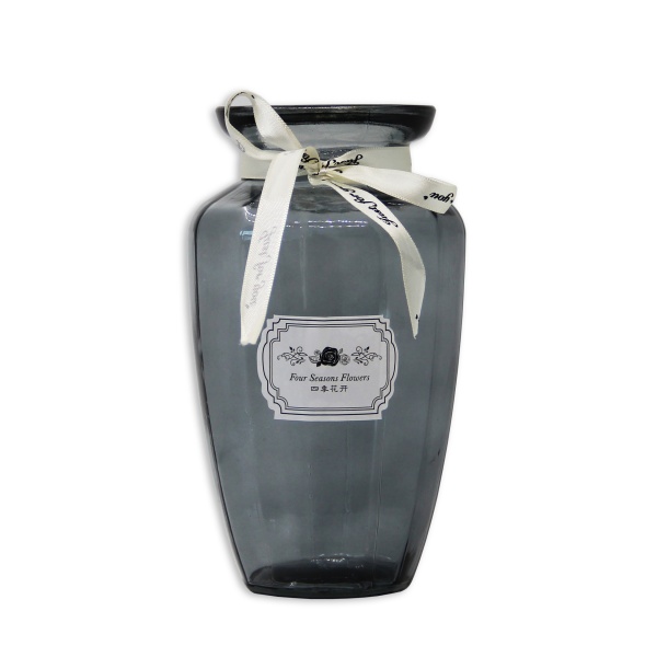 Ваза стеклянная Crystal Jane 20 см серая 