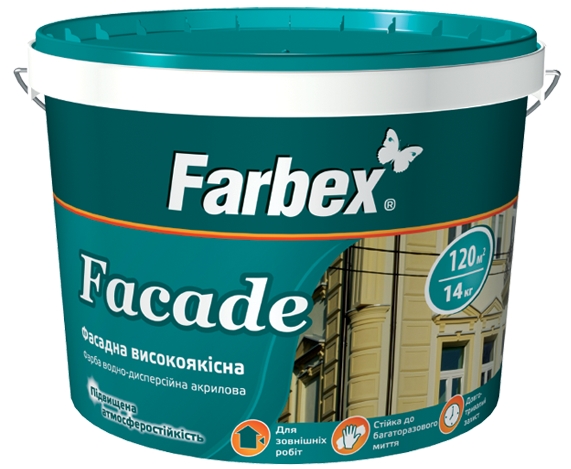 Фарба акрилова Farbex Facade база С мат база під тонування 12кг 