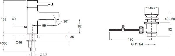 Смеситель для умывальника Jacob Delafon Cuff Е37041-СР