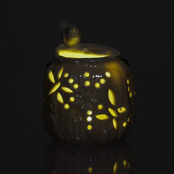 Декорация новогодняя Сувенир Фонарик с птичкой led 9х11 см ZY5149W 