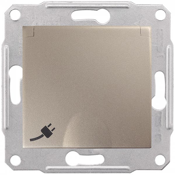 Розетка із заземленням Schneider Electric Sedna 16 А 250 В зі шторками з кришкою титан