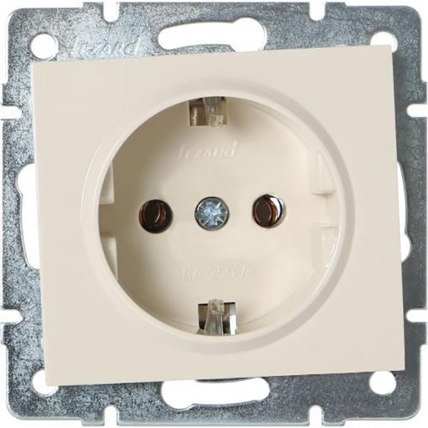 Розетка с заземлением Lezard Rain крем 703-0388-122B