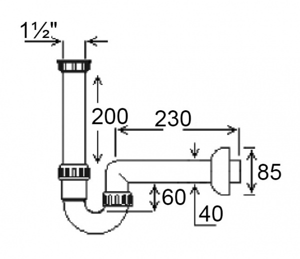 Сифон Ghidini для мойки трубчатый Ø40 х 1 1/2