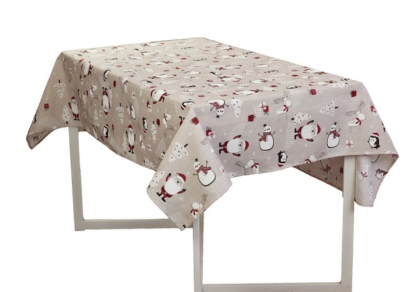 Скатерть Новогодняя 120x136 см бежево-красный Прованс 
