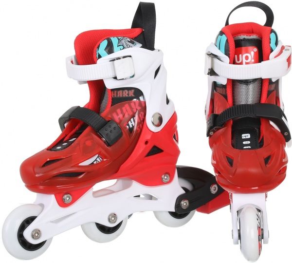 Роликовые коньки UP! (Underprice) YX-0151-3WR р. 31-34 черно-бело-красный