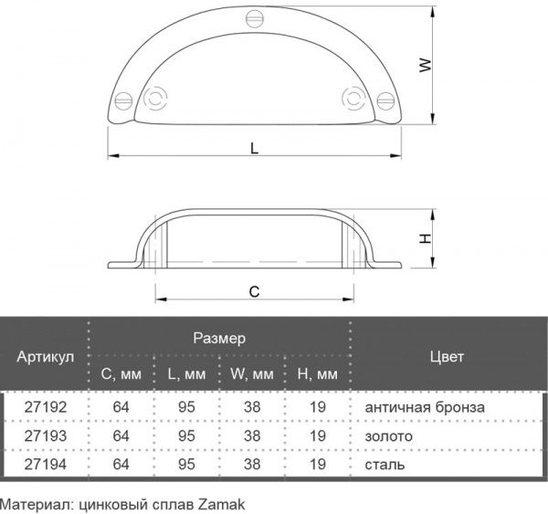 Меблева ручка CL 15120.64 27194 64 мм сталь Bosetti Marella