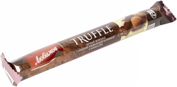 Шоколад Любимов черный с трюфельной начинкой и миндалем 38 г (4820075503918) 