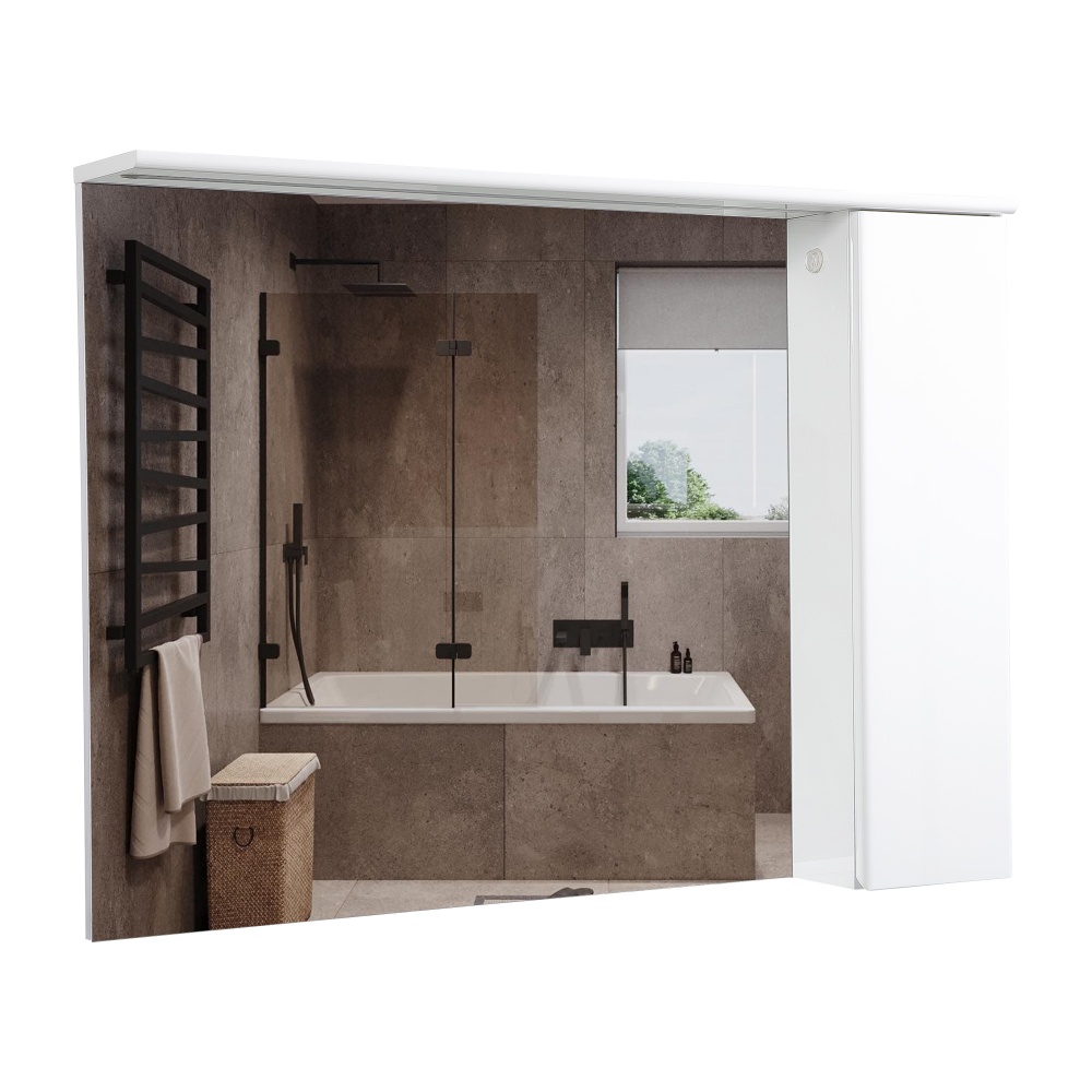 Зеркало со шкафчиком Aqua Rodos LEO 100 белый глянец