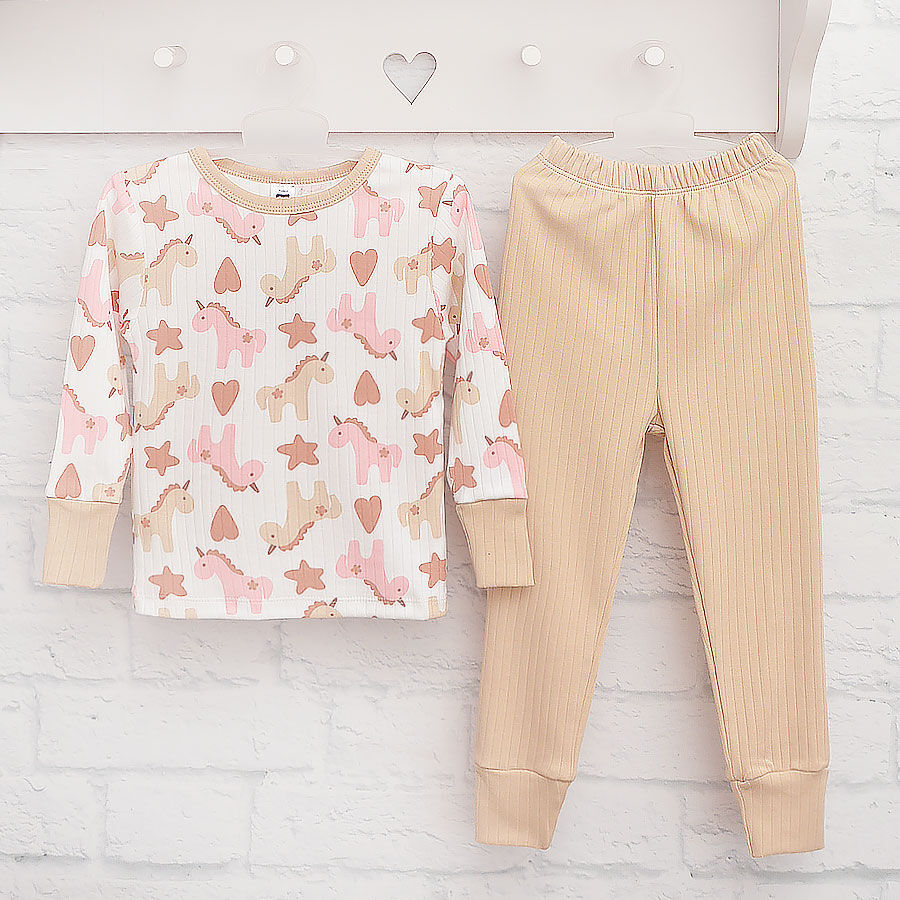 Пижама для девочек Blanka Единороги р.116 бежевый 110728