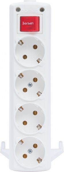 Колодка Borsan із вимикачем із заземленням 4 гн. білий BR.1564-0 