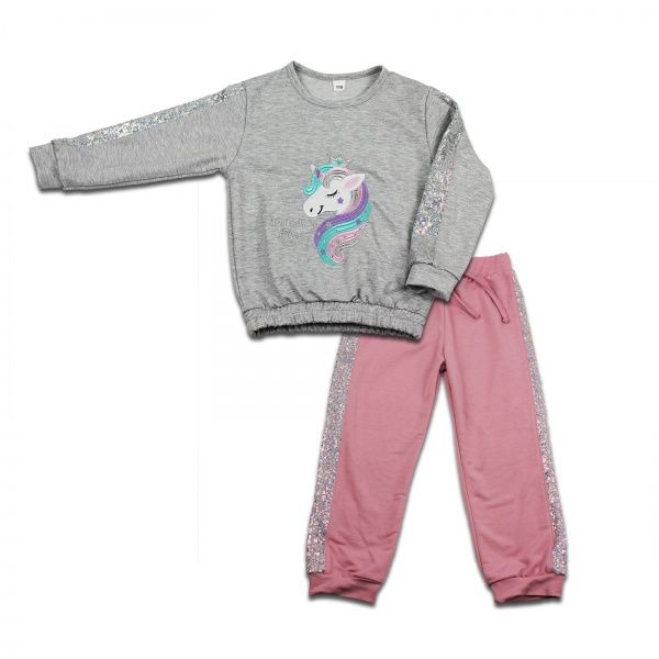 Костюм Danaya з вишивкою р.104 сірий із рожевим ГЗ-16 