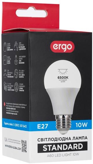 Лампа светодиодная Ergo Standard 10 Вт A60 матовая E27 220 В 6500 К 