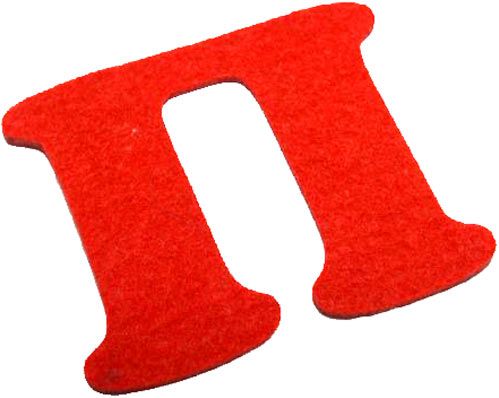 Буква П из фетра красный 2 мм, 10 см