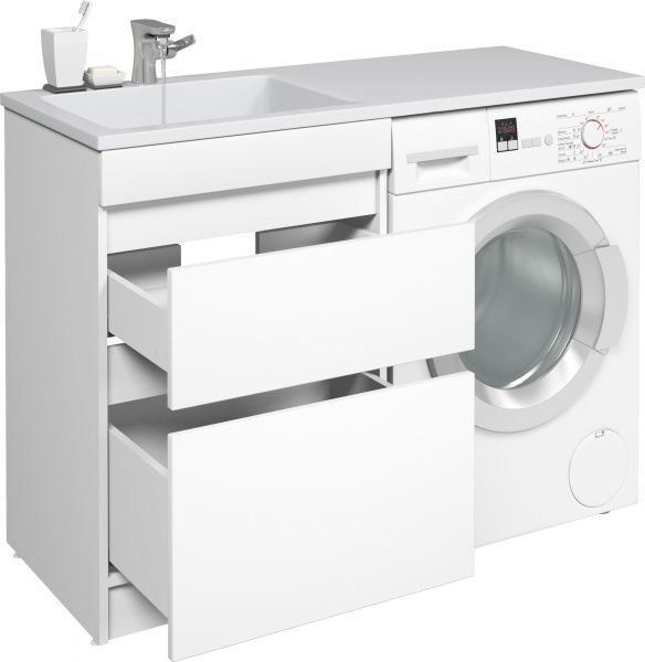 Тумба Water House белая под стиральную машину и под умывальник Dallas 120